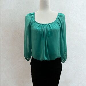 B. Smart Turquoise Blouson Dress